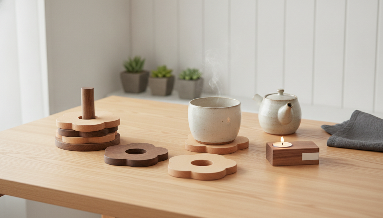Japanese Solid Wood Coasters for Calm, Protected Tables