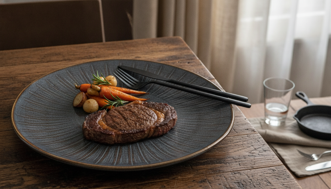 Retro Western Round Ceramic Platter for Steak Nights