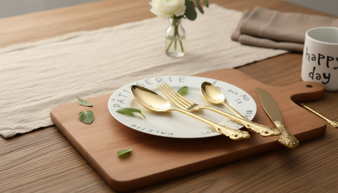Vintage Gold-Plated Cutlery Set: Luxe Table Style